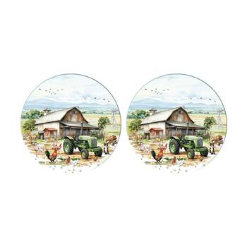 2PK LMD Country Life Ceramic Surface Protector Round 25cm - Old Tractor