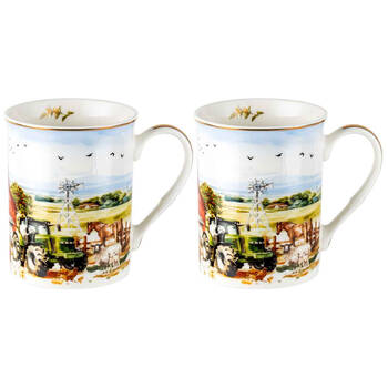 2pc LMD Country Life Ceramic Coffee Mug Drinkware 360ml