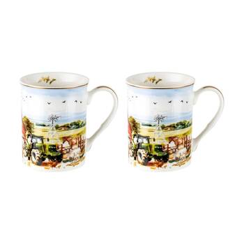 2PK LMD Country Life New Bone China Coffee Mug Drinkware 360ml