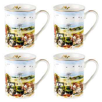 4PK LMD Country Life New Bone China Coffee Mug Drinkware 360ml
