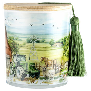 LMD Country Life Glass Candle w/ Tassel/Lid Home Decor 300g - Farm Animals