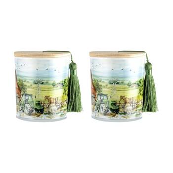 2PK LMD Country Life Glass Candle w/ Tassel/Lid Home Decor 300g - Farm Animals