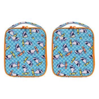 2PK Splosh Out & About Shark Kids/Children Insulated Lunch Bag 21x25cm Blue