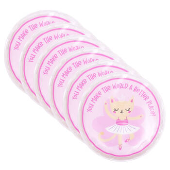 6PK Splosh Out & About Ballet Reusable Ice Pack Round Gel-Filled 11x11cm Pink