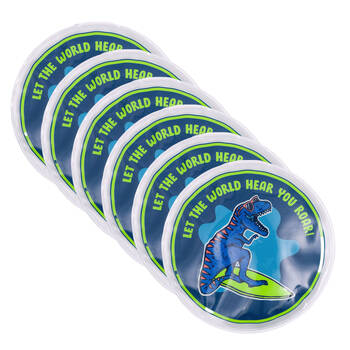 6PK Splosh Out & About Dino Reusable Ice Pack Round Gel-Filled 11x11cm Blue
