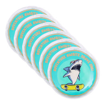 6PK Splosh Out & About Shark Reusable Ice Pack Round Gel-Filled 11x11cm Blue