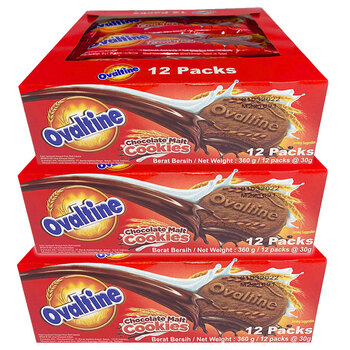 36x 12pc Ovaltine Chocolate Malt Cookies 30g
