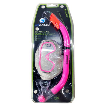 2pc Oz Ocean Shelly Kids Swimming Mask & Snorkel Set - Pink