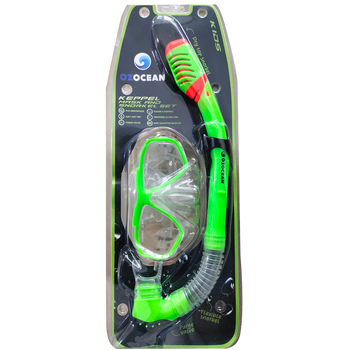 2pc Oz Ocean Keppel Kids Swimming  Mask Snorkel Set - Green