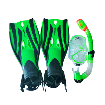 4pc Oz Ocean Tangal Ooma Kids Mask Snorkel & Fin Set S-M Green