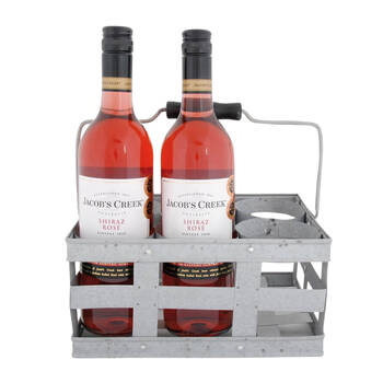 Esschert Design Garden Aged Zinc 6 Bottle Holder Outdoor Decor 25.9cm Grey