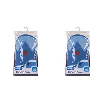 2PK Playgro Crown Hooded Towel Assorted Light Blue/Light Pink