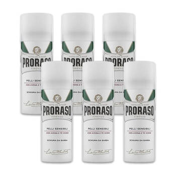 6PK Proraso Shaving Foam For Sensitive Skin w/ Aloe & Green Tea 50ml