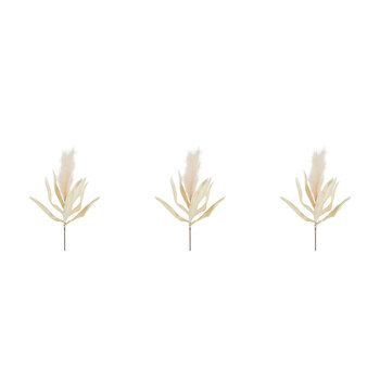 3PK Belle Feather Pampas Stem Artificial Plant 87cm - Cream