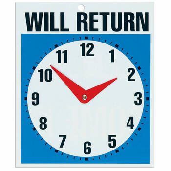 Headline Open Come In & Will Return w/ Clock - 19 x 23cm