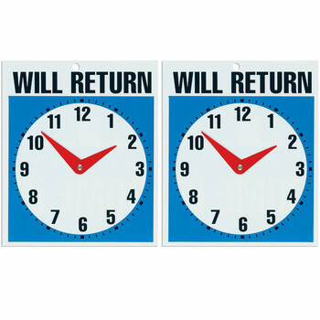 2PK Headline Open Come In & Will Return w/ Clock - 19 x 23cm