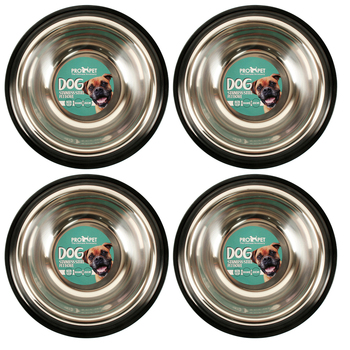 4PK Pro Pet Max Pet Dish Stainless Steel Non Slip 26cm 900Ml 