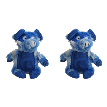 2x Pro Pet 30cm Squeaky Plush Pig Dog Toy Play - Blue