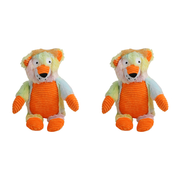 2x Pro Pet 30cm Squeaky Plush Lion Dog Toy Play - Yellow