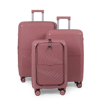 3pc Paklite Solar Travel Luggage Set Suitcase Lightweight Expandable Pink