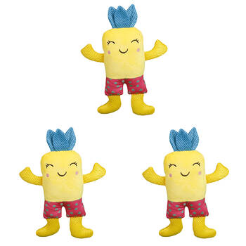 3PK Pro Pet Care Pineapple Man In Bathing Suit Dog Plush Squeaky Toy 28cm