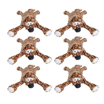 6PK Pro Pet Care Lie Down Tiger Plush Dog Toy With Squeaker 43cm Assorted