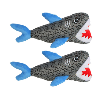 2PK Pro Pet Max Shark Pet Plush Interactive Play Fun Toy 33cm