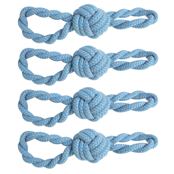 4PK Pro Pet Max Extra Tough Long Cotton Rope Toy Blue 46cm