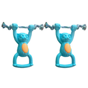 2PK Pro Pet Care Strong TPR Monkey Hand Pull Dog Toy With Rope 25cm Assorted