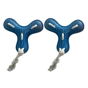 2PK Pro Pet Care TPR Tri Fetch Dog Toy With Rope 34x24cm Assorted