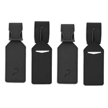 2x 2pc Paklite Adjustable ID Luggage Accessory Tag Set w/ Loop Strap 5x26cm Black