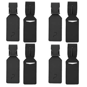4x 2pc Paklite Adjustable ID Luggage Accessory Tag Set w/ Loop Strap 5x26cm Black