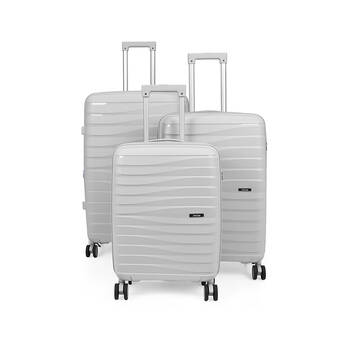3pc Paklite Breeze Travel Luggage Set Suitcase Lightweight Expandable Grey