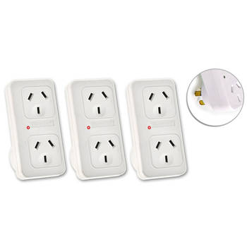 3x Vertical Powerpoint Double Surge Protector Adaptor