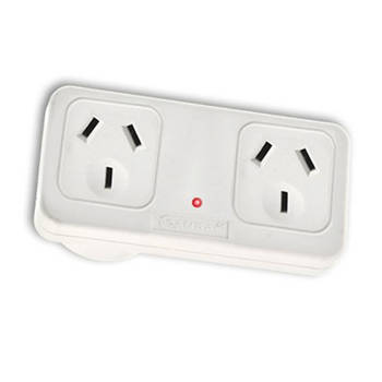 Horizontal Right Hand Side Powerpoint Double Surge Protector Adaptor