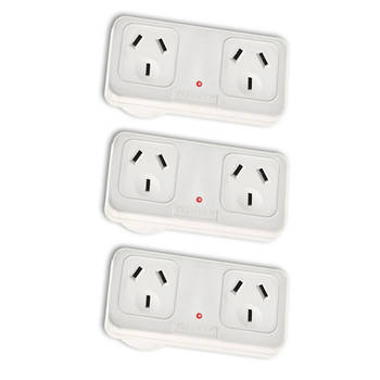 3x Horizontal Right Hand Side Powerpoint Double Surge Protector Adaptor