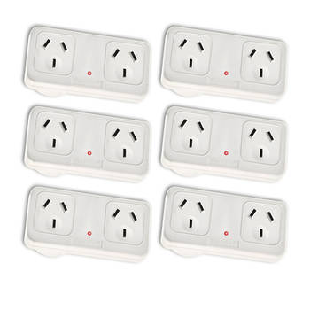 6x Horizontal Right Hand Side Powerpoint Double Surge Protector Adaptor