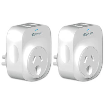 2x Sansai 2.1A 2xUSB Outlets Charger Adapter