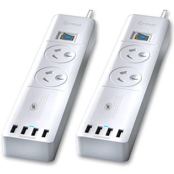2pc Power Board 2 Way Outlets w/ 4 USB Charging Ports & Surge Protector