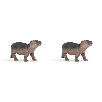 2PK Papo France 9cm Hippopotamus Calf Animal Figurine Kids Collectible Toy