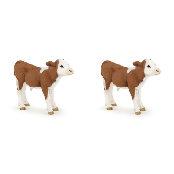 2PK Papo France Simmental Calf Figurine Collectible Kids Toy Brown