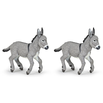 2PK Papo France Provence Donkey Foal Animal Figurine Kids Collectible Toy