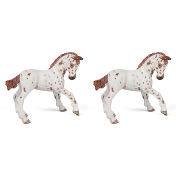 2PK Papo France Brown Appaloosa Foal Animal Figurine Kids Collectible Toy