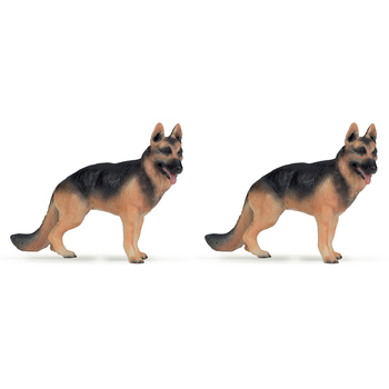 2PK Papo France German Shepherd Dog Animal Figurine Kids Collectible Toy