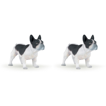 2PK Papo France Black/White French Bulldog Animal Figurine Kids Collectible Toy
