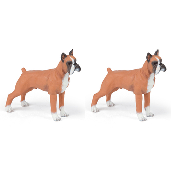 2PK Papo France Boxer Dog Animal Figurine Kids Collectible Toy