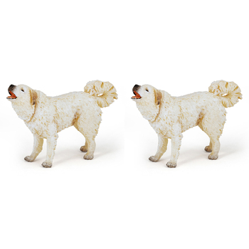 2PK Papo France Great Pyrenees Animal Figurine Kids Collectible Toy