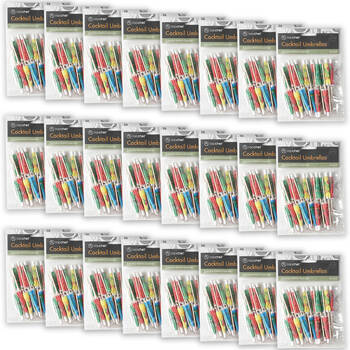 24x 24pc Topchef Paper Toothpick Cocktail Umbrellas Multicoloured Assorted