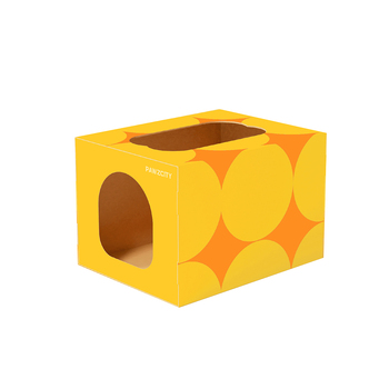 Pawzcity 46cm Cardboard Cat Scratcher House - Yellow