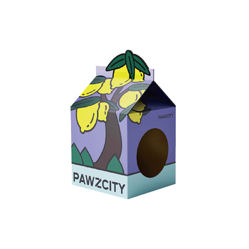 Pawzcity 63cm Cardboard Tetra-Pak Cat Scratcher House - Lemon